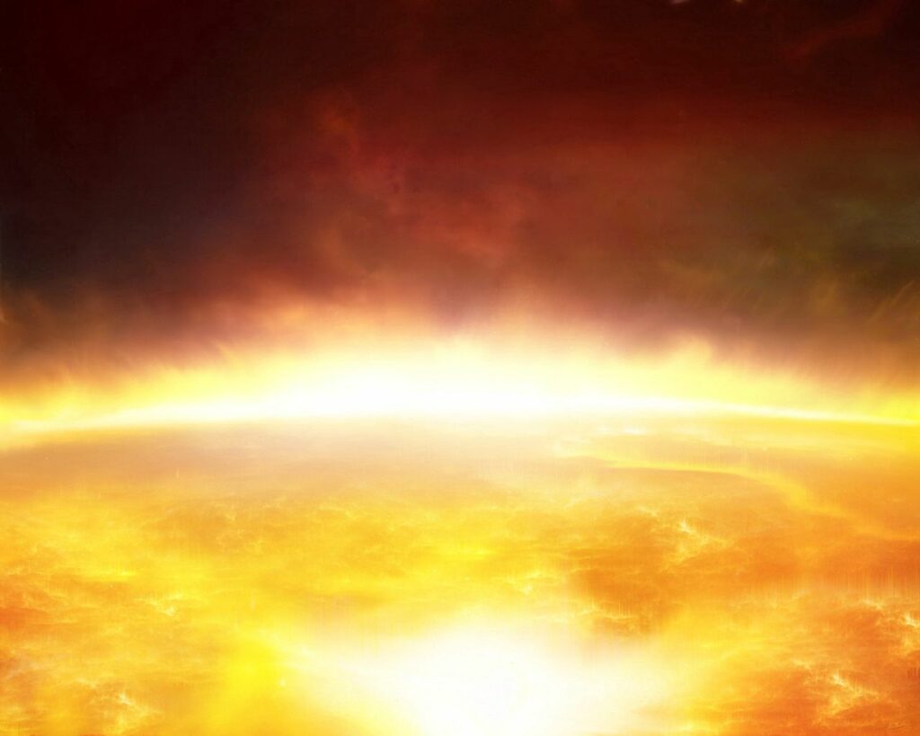 Fiery Sun Wallpaper: Vivid Orange and Red Background Design