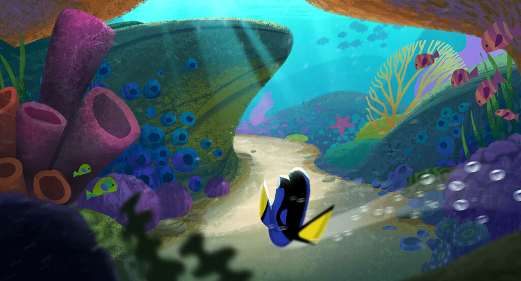 Vibrant Finding Dory-Inspired Wallpaper: Underwater Scene with Coral
