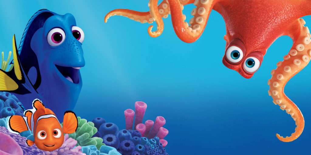 Vibrant Finding Dory Wallpaper: Dory, Hank & Nemo in Colorful Ocean