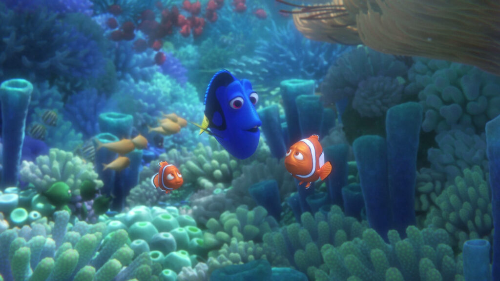 Finding Dory Wallpaper: Dory, Nemo, Marlin in Vibrant Underwater Scene