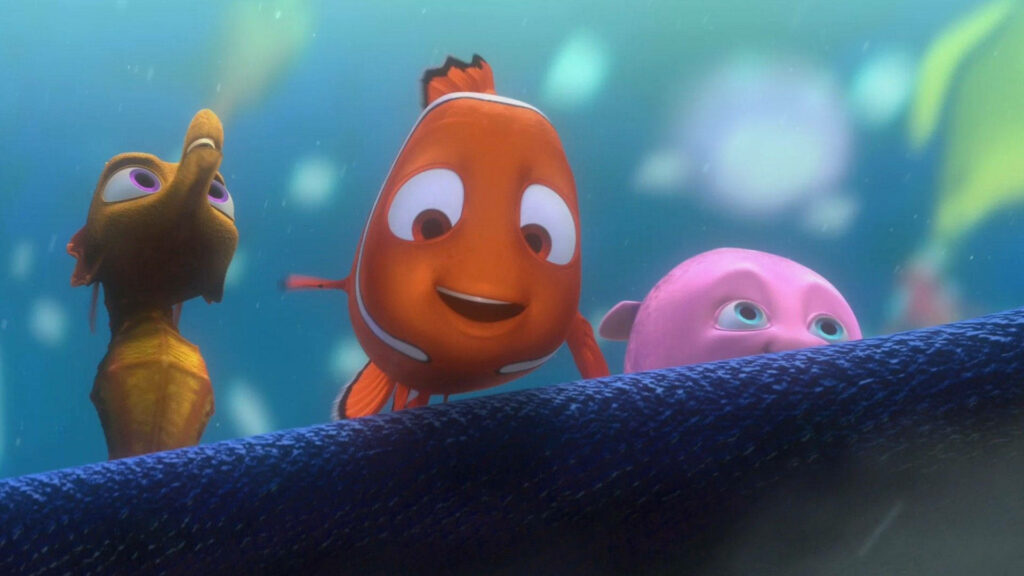 Vibrant Finding Nemo Wallpaper: Nemo with Friends in Marine Paradise