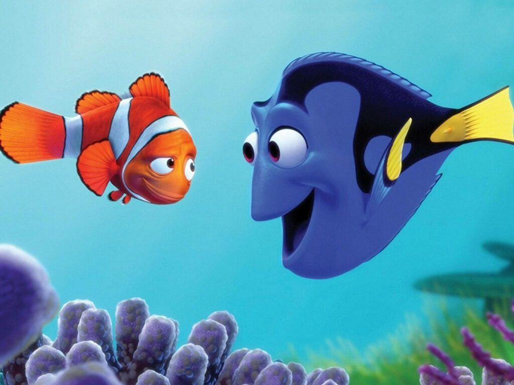 Vibrant Finding Nemo Wallpaper: Marlin & Dory Underwater Scene