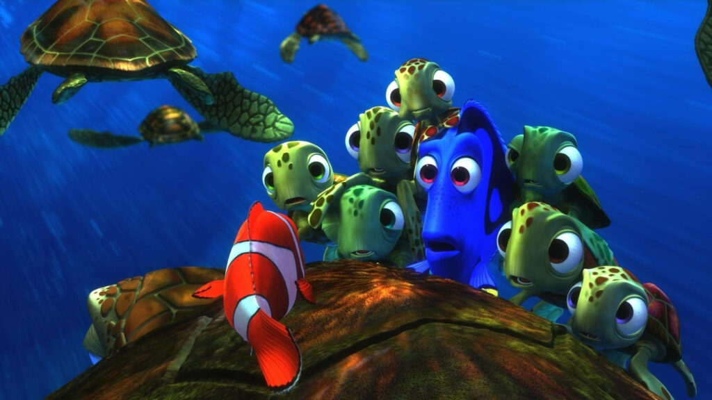 Colorful Finding Nemo Wallpaper: Marlin, Dory & Sea Turtles Scene
