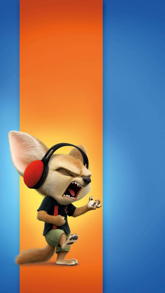 Vibrant Finnick Zootopia Wallpaper: Rocking Out with Headphones