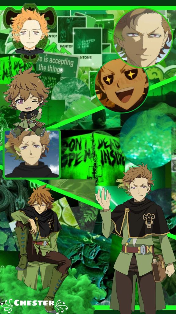 Finral Roulacase Black Clover anime collage wallpaper green background Magic Knight art
