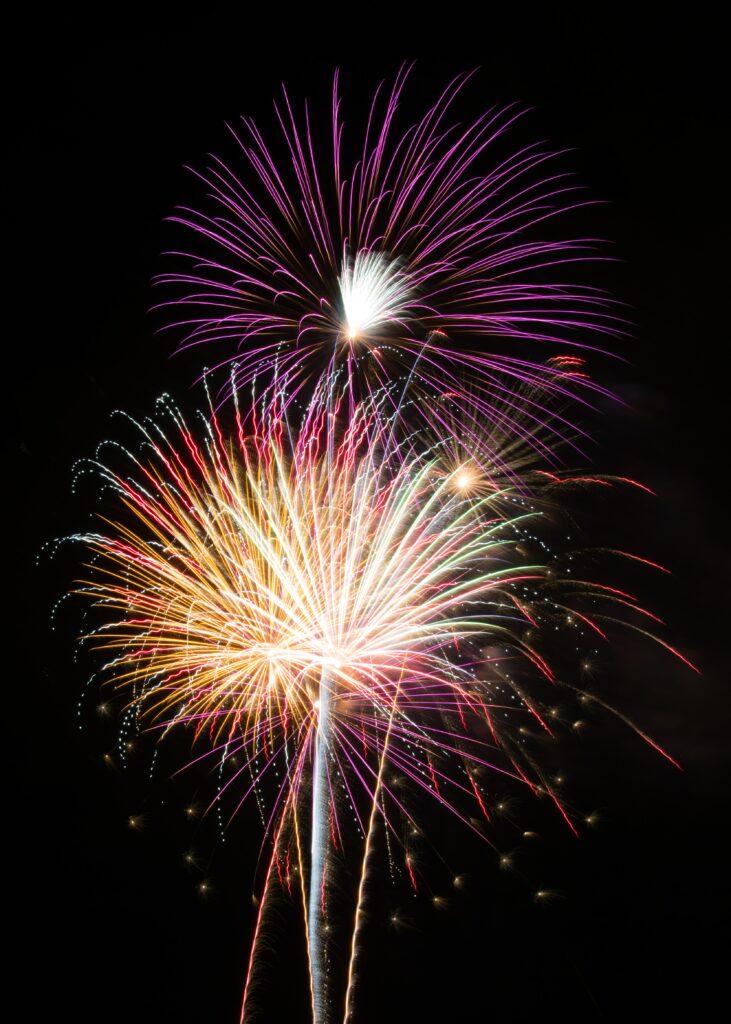 Vibrant Fireworks Wallpaper Background: A Festive Night Sky Display