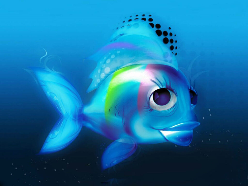 Vibrant Fish Art Wallpaper: Whimsical Marine Life Design