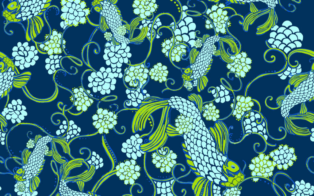Vibrant Fish & Floral Wallpaper: Aquatic Tapestry for Your Desktop