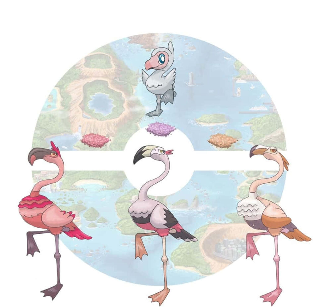 Vibrant Flamingo-Inspired Pokémon Wallpaper Background Art