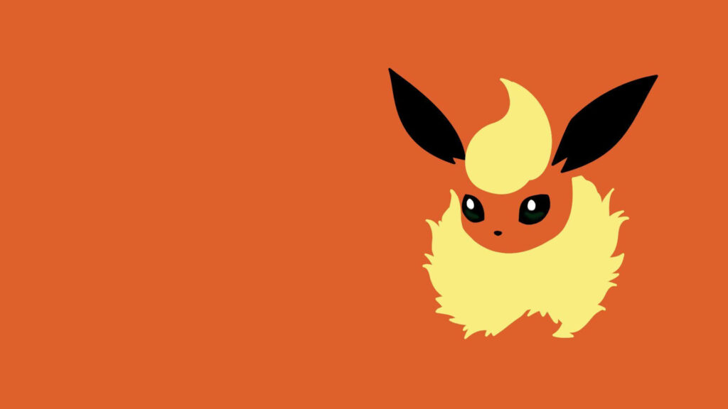 Stylized Flareon Digital Wallpaper on Vibrant Orange Background