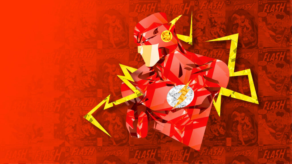 Dynamic Flash Artwork: Red Suit & Lightning Bolt Comic Wallpaper