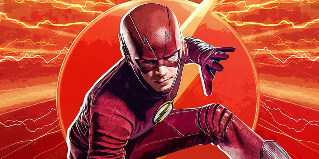 Vibrant Flash Wallpaper: Iconic DC Superhero in Lightning Action Pose