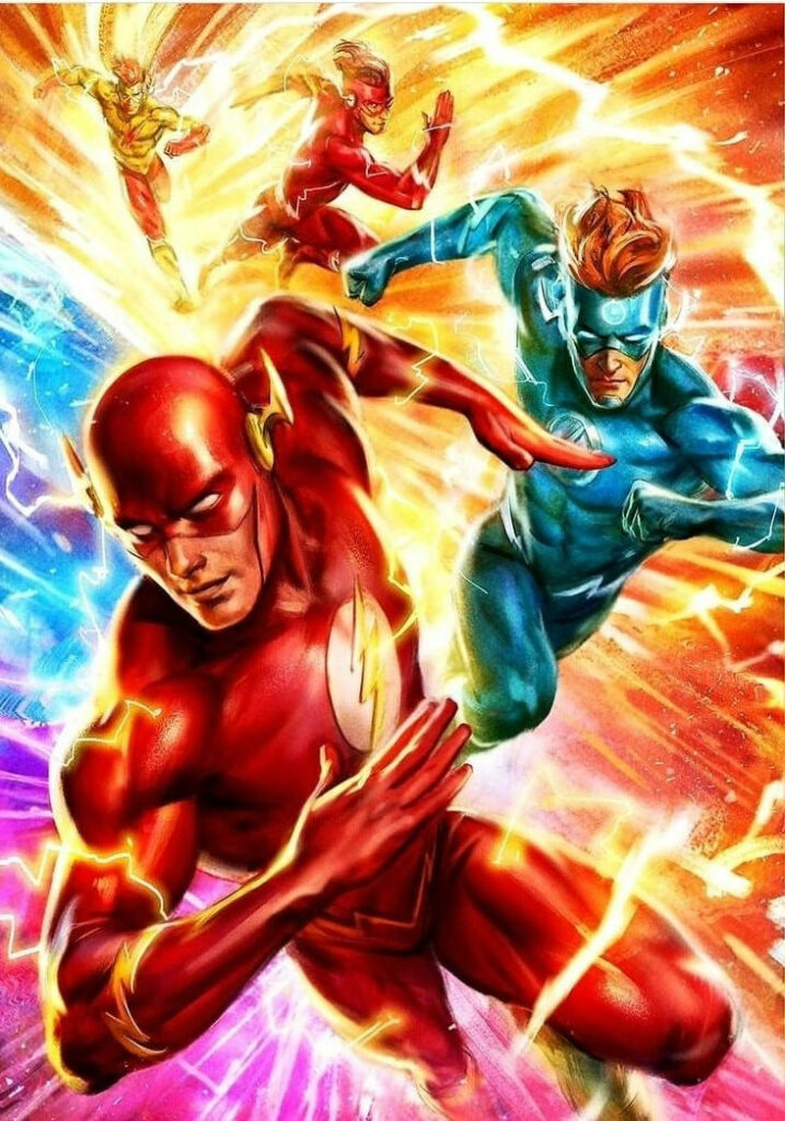 Vibrant Flash & Superheroes Wallpaper: Dynamic Energy & Colorful Trails