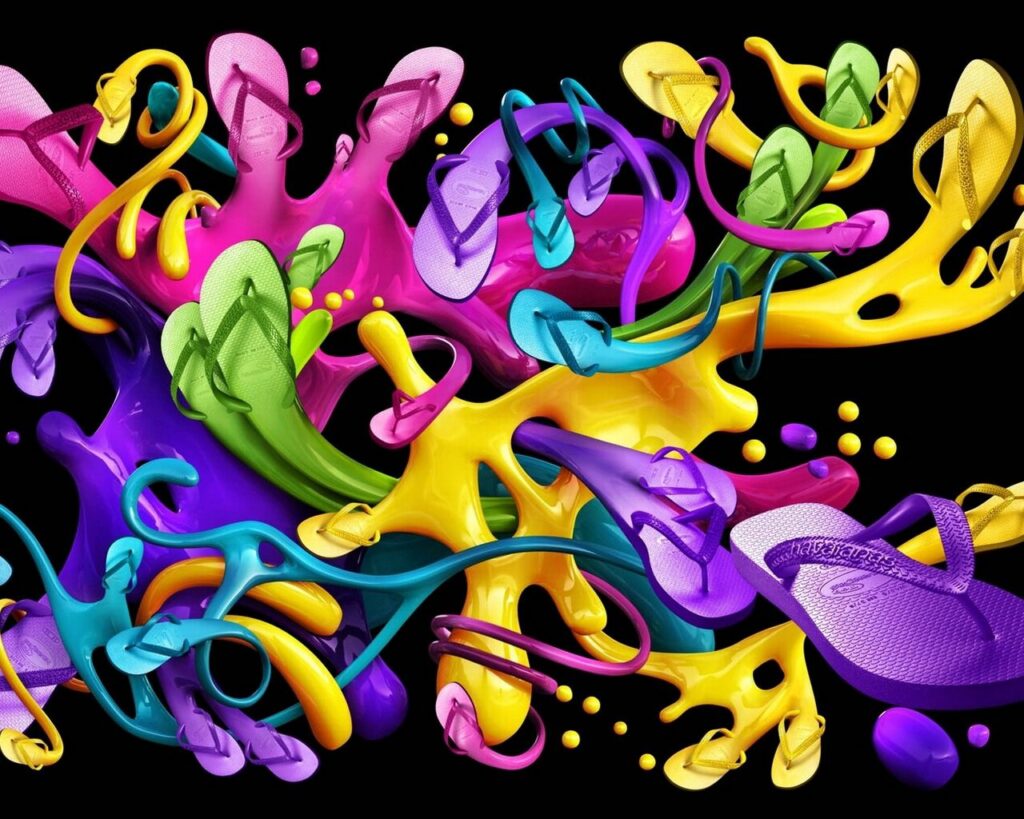 Vibrant Flip-Flop Wallpaper: Colorful Design on Black Background