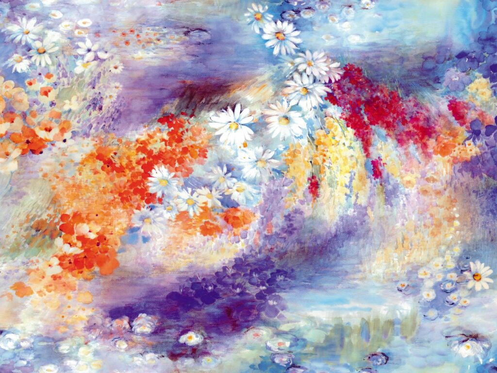 Vibrant Abstract Floral Wallpaper - Whimsical Colors & Patterns