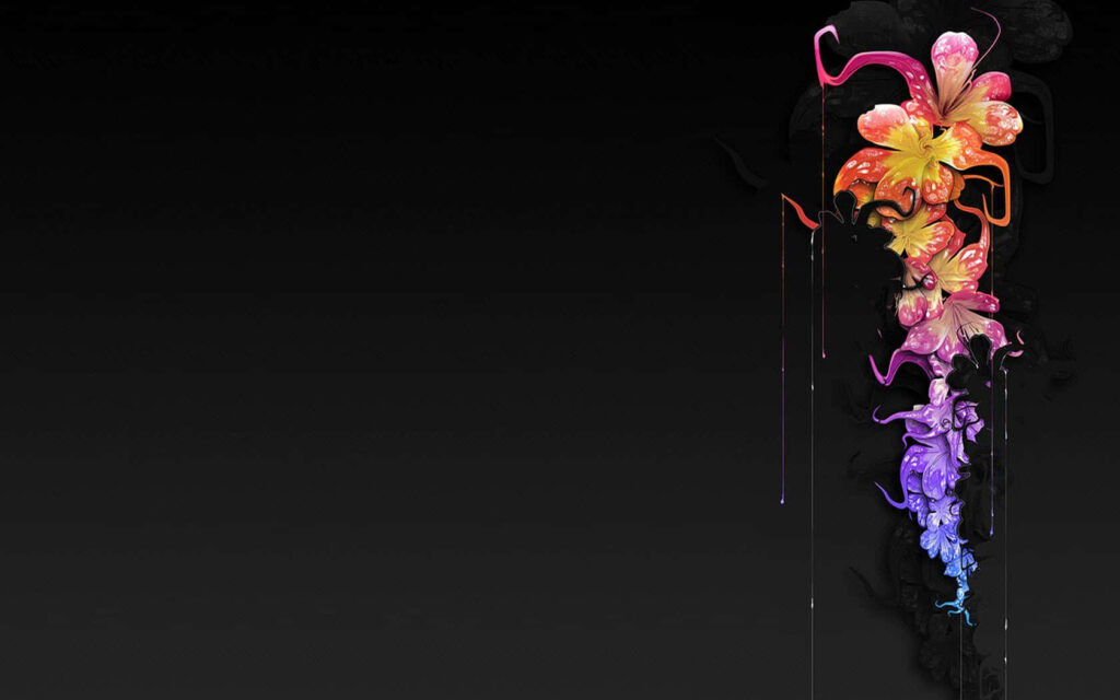 Vibrant Abstract Floral Wallpaper on Dark Background - Stunning Art