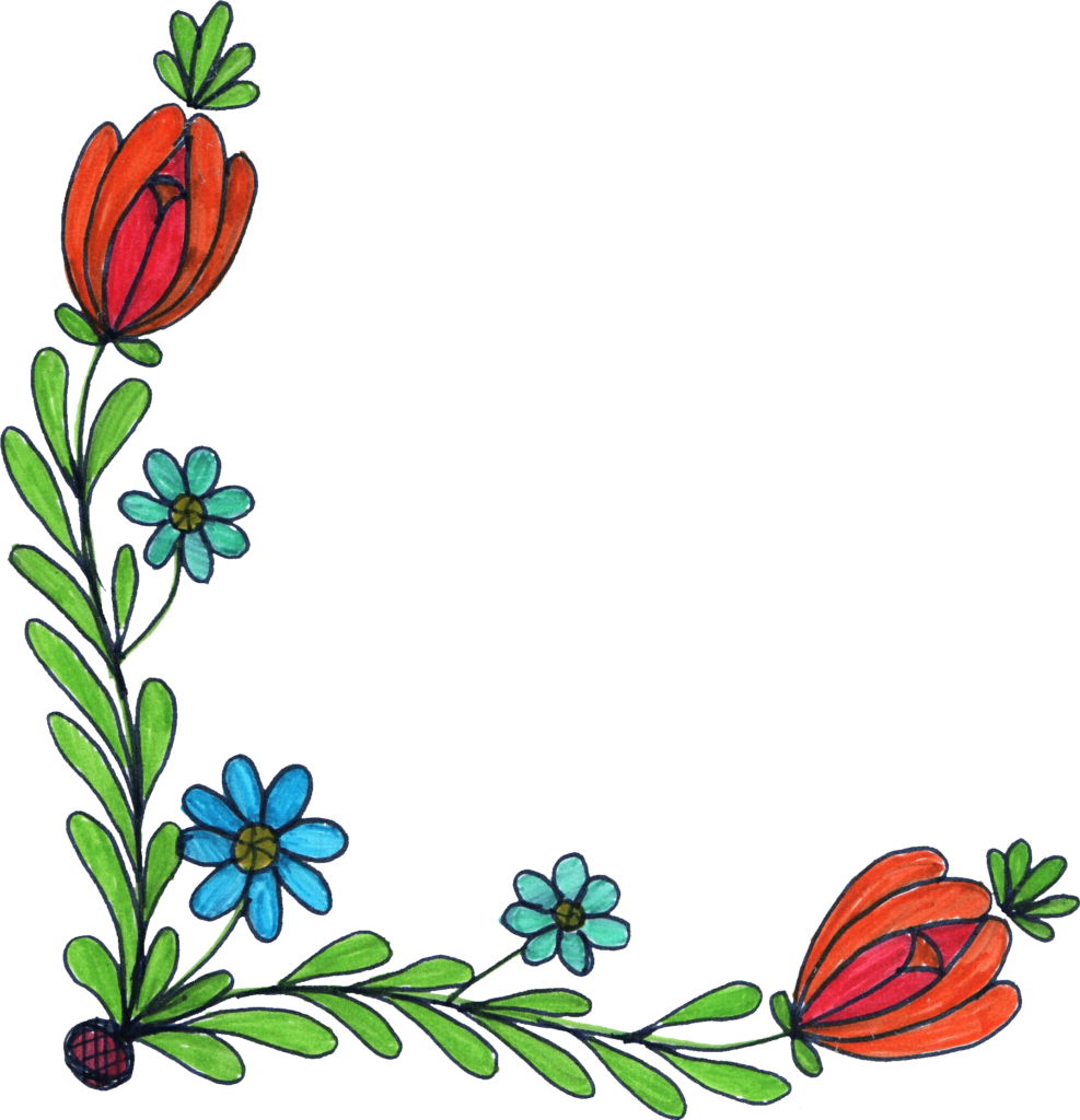 Vibrant Floral Wallpaper: Bold Red & Blue Design on Transparent Background