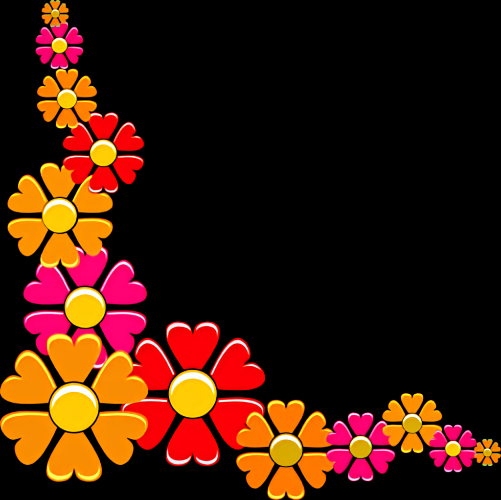 Vibrant Floral Wallpaper: Colorful Flowers on Black Background