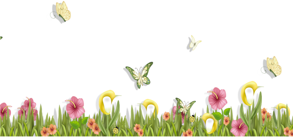 Vibrant Floral Garden with Colorful Butterflies - Enchanting Wallpaper