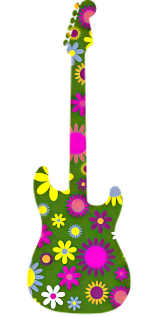 Vibrant Floral Guitar Wallpaper - Colorful Artistic Background