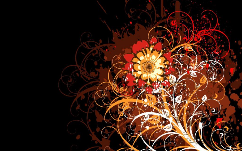 Vibrant Floral Black Background Wallpaper - 1920x1200 Design