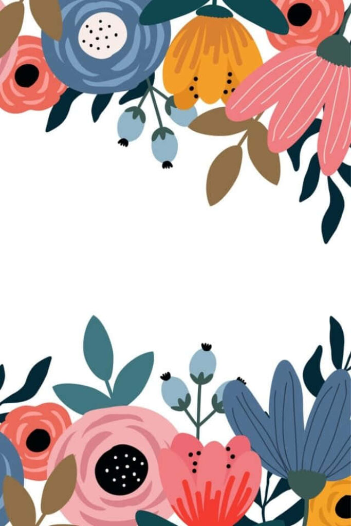 Whimsical Floral Wallpaper: Vibrant Pink, Blue, and Orange Design