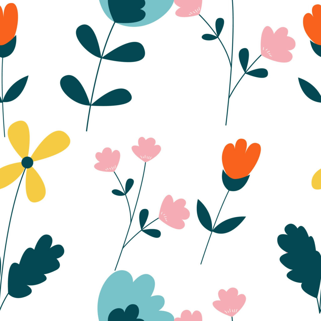 Vibrant Floral Wallpaper: Colorful Design on Clean White Background