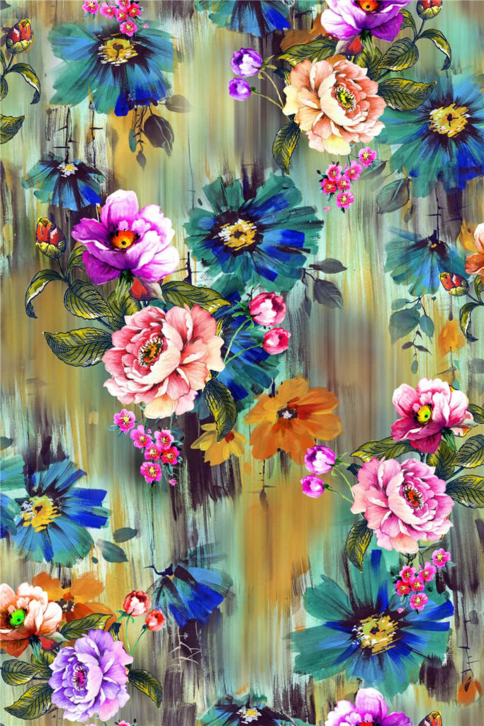 Vibrant Floral Wallpaper: Colorful Flowers on Abstract Textured Background