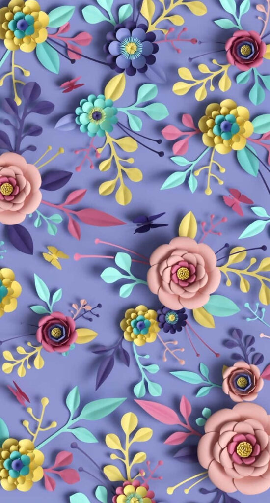 Vibrant Floral Wallpaper: Colorful Flowers on Soft Purple Background
