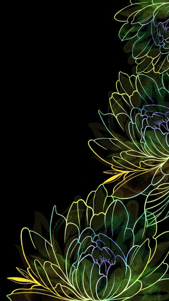 Vibrant Floral Wallpaper: Intricate Design on Dark Background