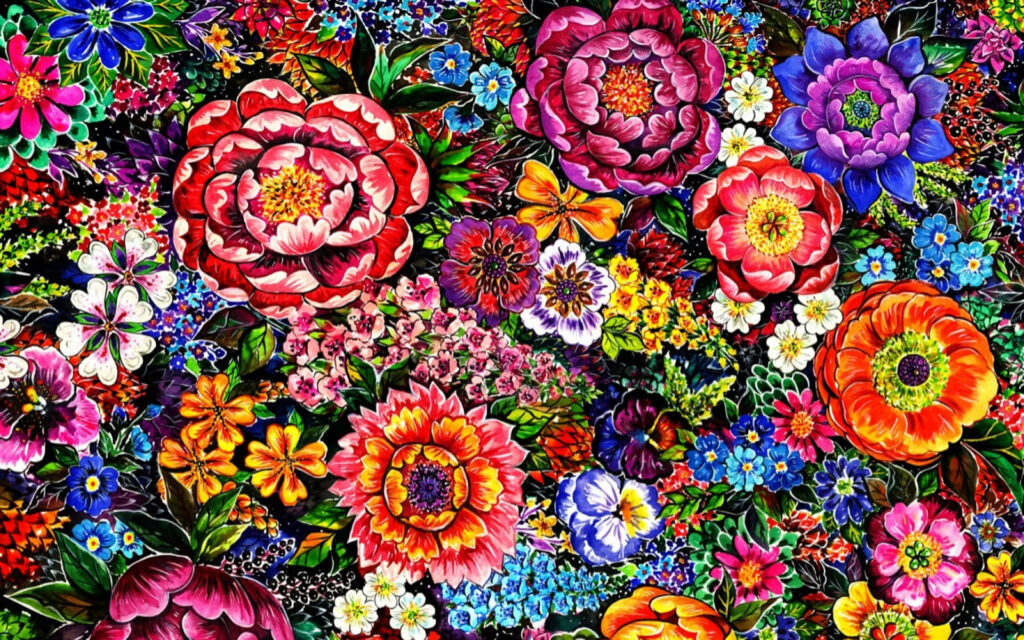 Vibrant Floral Wallpaper: Colorful Nature-Inspired Art Background