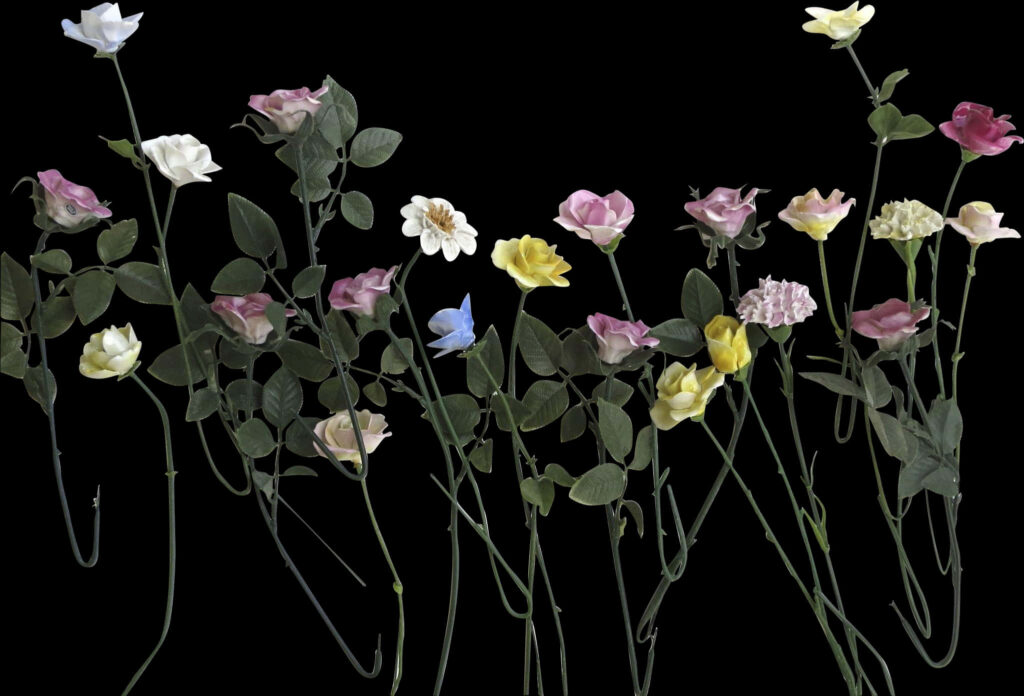 Vibrant Roses and Flowers on Black Background - Stunning Wallpaper