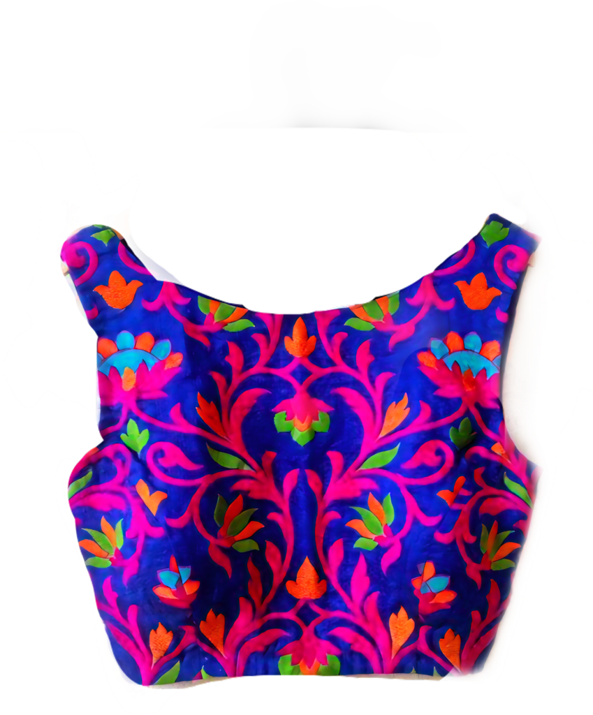 Vibrant Floral Pattern Sleeveless Top in Bright Pinks & Blues Wallpaper