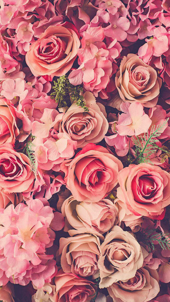 Vibrant Floral Wallpaper: Roses, Hydrangeas & Elegant Greenery