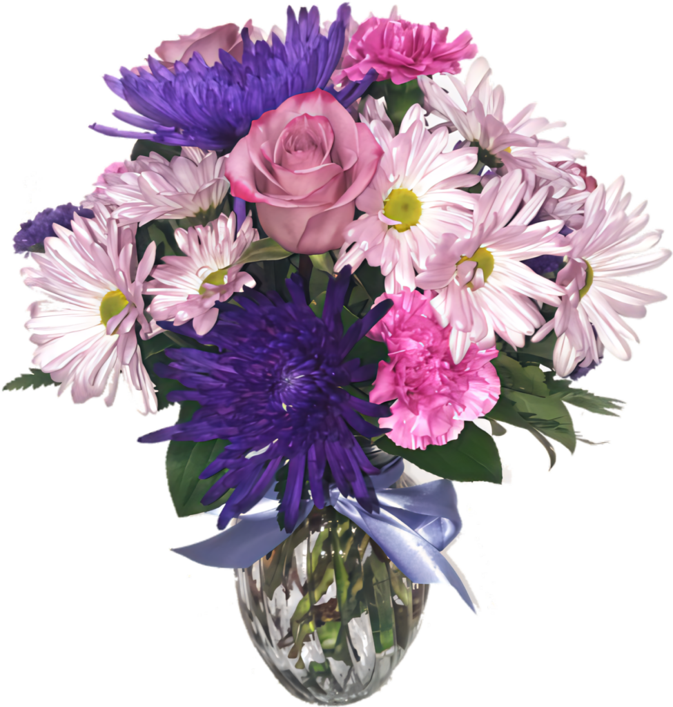 Elegant Floral Wallpaper: Vibrant Purple & Pink Bouquet in Vase