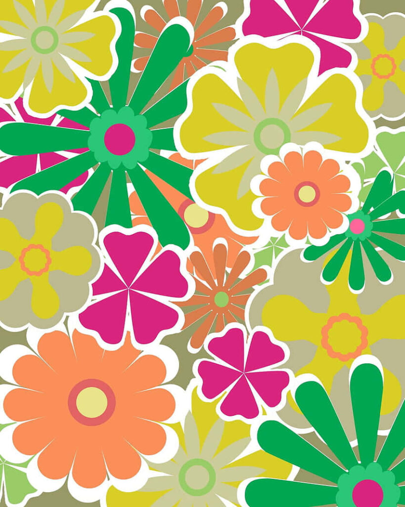 Vibrant Floral Wallpaper: Colorful Flower Pattern on Neutral Background