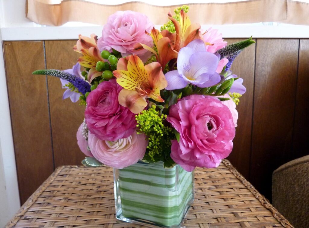 Elegant Floral Wallpaper: Ranunculus, Alstroemeria & Freesia Design