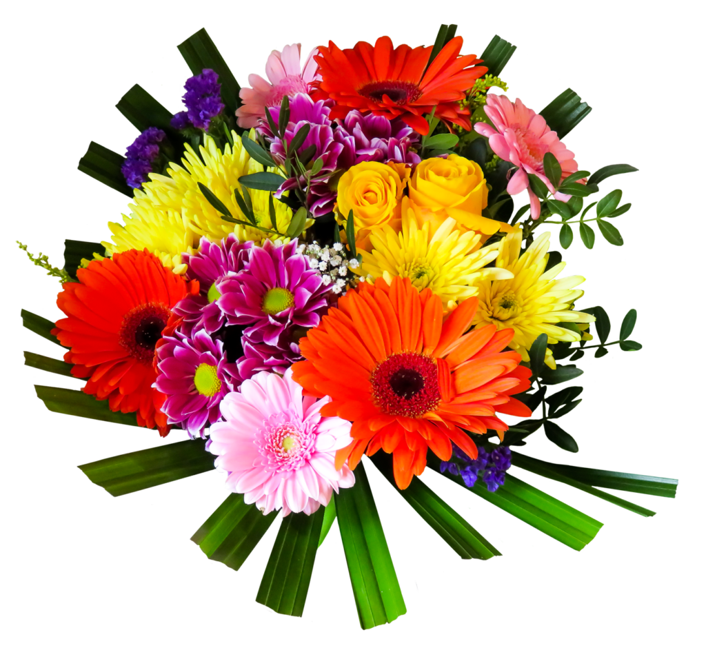Vibrant Bouquet of Orange Gerberas, Yellow Roses & Pink Daisies Wallpaper