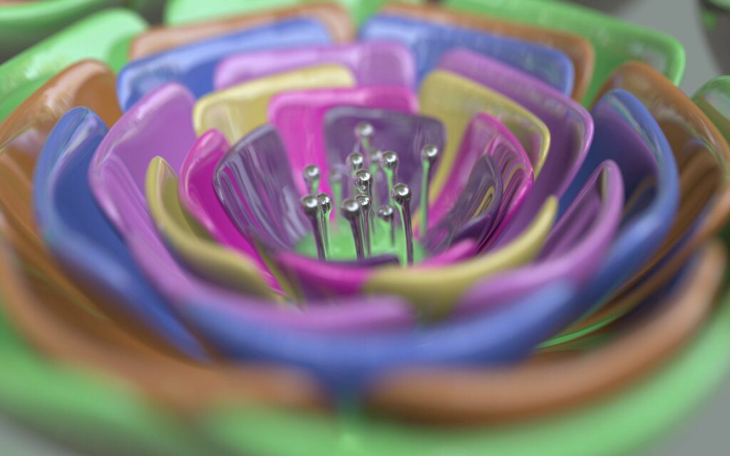 Vibrant Flower Wallpaper: Metallic Petals in Vivid Colors