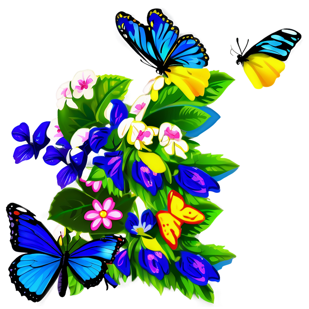 Vibrant Flower Wallpaper with Colorful Butterflies - Nature Background