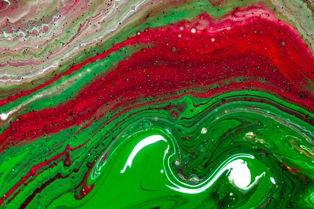 Vibrant Green & Red Fluid Art Wallpaper - 3300x2200 Background