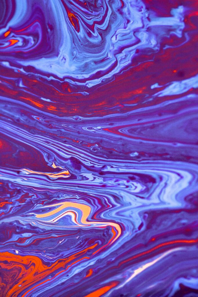Mesmerizing Fluid Art Wallpaper: Vibrant Blue & Red Abstract Design