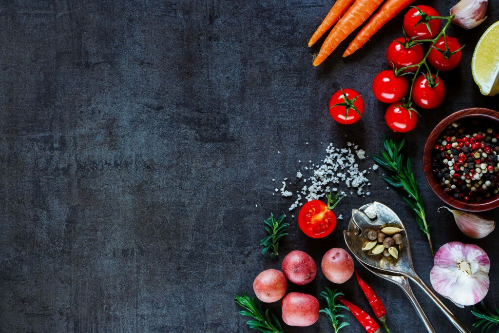 Vibrant Food Wallpaper: Fresh Veggies on Rustic Background
