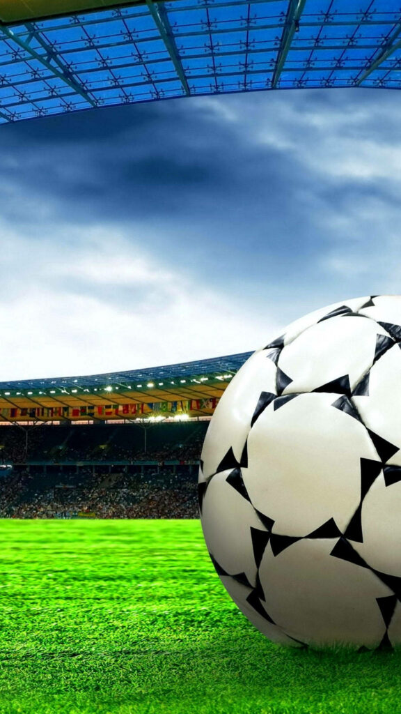 Vibrant Football iPhone Wallpaper: Field, Stadium & Sky Views