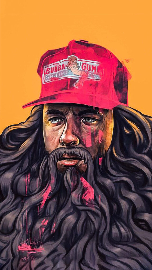 Vibrant Forrest Gump Illustration Wallpaper with Iconic Red Cap