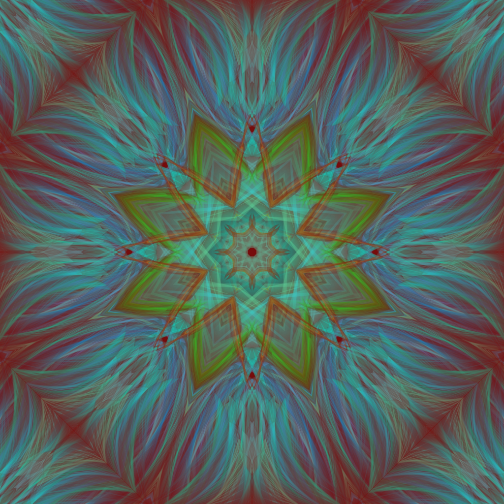 Vibrant Fractal Wallpaper: Kaleidoscopic Starburst Design