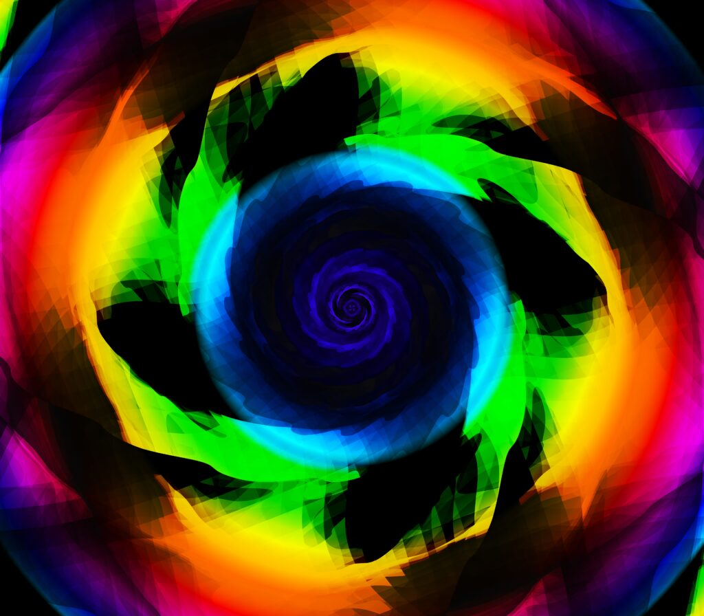 Vibrant Fractal Funnel Wallpaper: Colorful Psychedelic Background