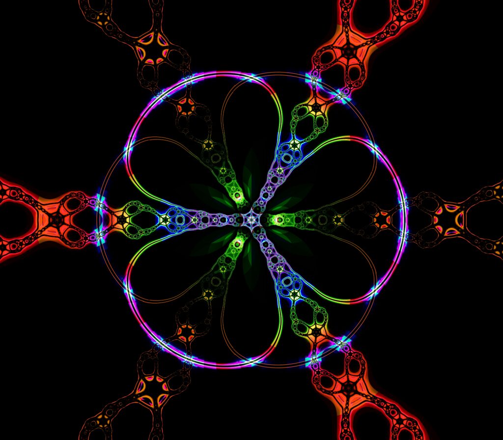 Vibrant Fractal Patterns Wallpaper - Abstract Design on Dark Background