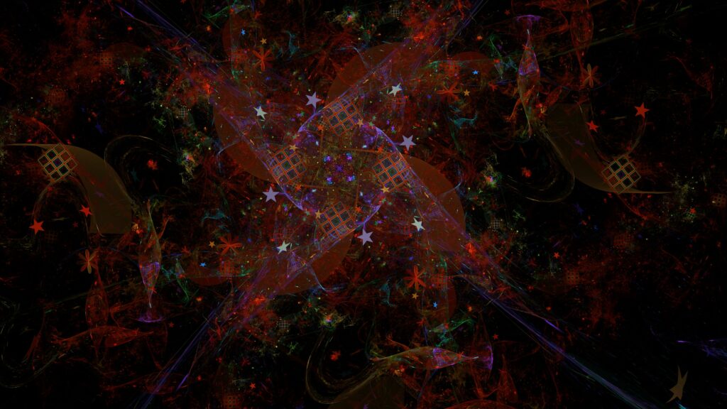 Vibrant Fractal Wallpaper with Celestial Stars - 3840x2160 Background