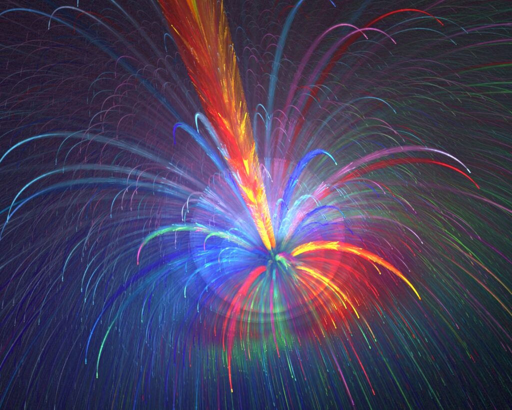 Vibrant Fractal Wallpaper: Explosive Colorful Firework Design